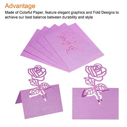 Table Name Place Cards, 50Pcs Favor Decor Rose Cut Design Blank Card view 4