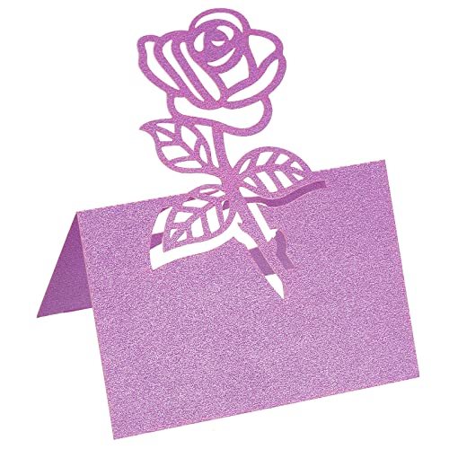 Table Name Place Cards, 50Pcs Favor Decor Rose Cut Design Blank Card — PATIKIL