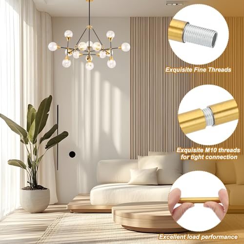 Threaded Extension Rod, 6 Set 12" M10 x 1mm Fine Thread Lamp Pipe view 4