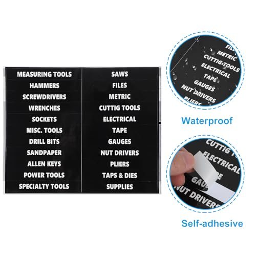 Tool Box Label Sticker 4 Sheets Machine Organizer Decal Tool Black view 3