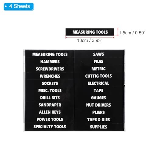 Tool Box Label Sticker 4 Sheets Machine Organizer Decal Tool Black view 2
