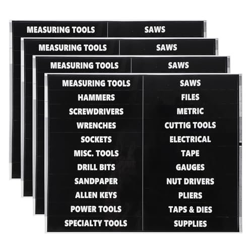 Tool Box Label Sticker 4 Sheets Machine Organizer Decal Tool Black — PATIKIL