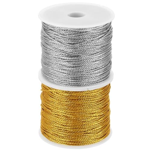 Total 44yard Metallic Cord Set, 2Rolls 0.8mm Dia Tinsel Ornament String — PATIKIL
