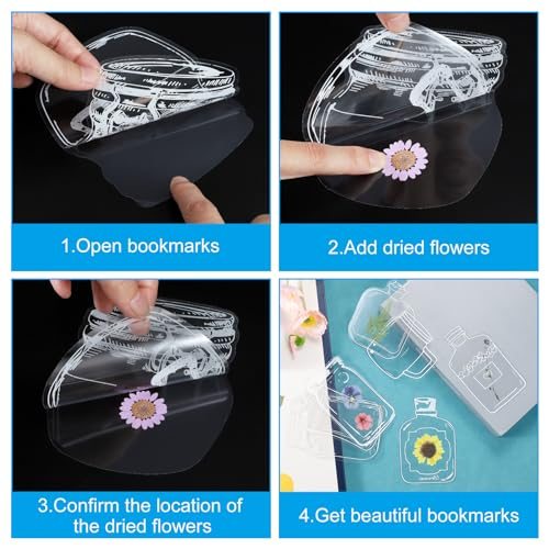 Transparent Dried Flower Bookmarks, 40Pcs Pressed Flower, Style 5 view 4