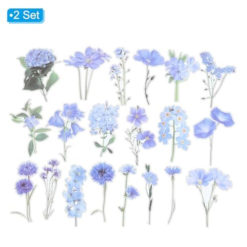 Transparent Flower Vinyl Stickers, 80 Sheet Waterproof PET Flowers Decals view 3