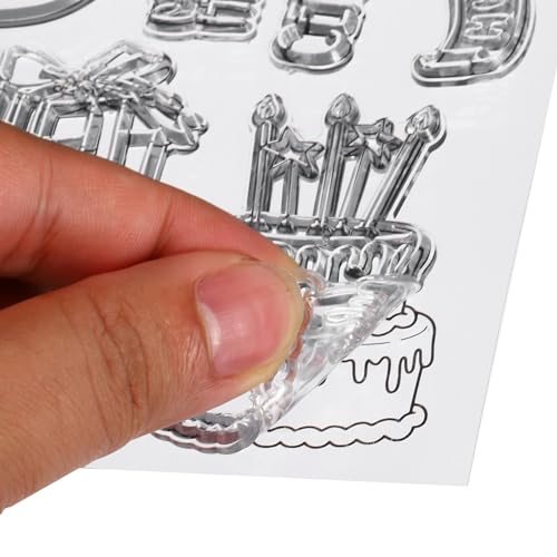 Transparent Silicone Stamps, 1 Pcs T2019 Happy Birthday Balloon Cake view 3