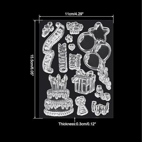 Transparent Silicone Stamps, 1 Pcs T2019 Happy Birthday Balloon Cake view 2