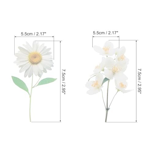 Transparent White Daisies Flower Vinyl Stickers, 40 Sheet Waterproof PET view 2
