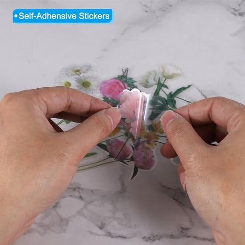 Transparent White Daisies Flower Vinyl Stickers, 40 Sheet Waterproof PET view 4