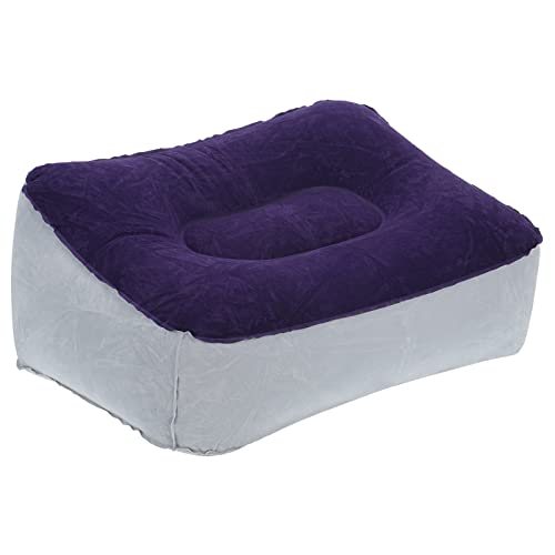 Travel Foot Rest Pillow Gray Blue Inflatable Rest Cushion, Travel Flight — PATIKIL