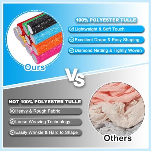 Tulle Fabric Rolls, 6 Inch by 10 Yards Fabric Spool Tulle Sparkling view 4
