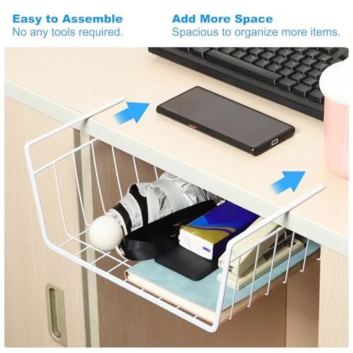 Under Shelf Basket, 4 Pack Small Sliding Under Cabinet Shelf Hanging view 4
