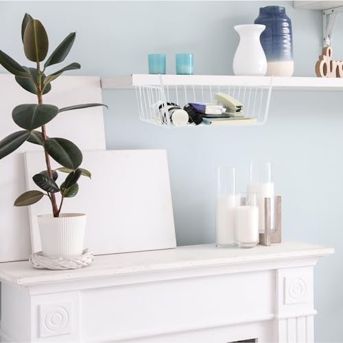Under Shelf Basket, 4 Pack Small Sliding Under Cabinet Shelf Hanging view 5