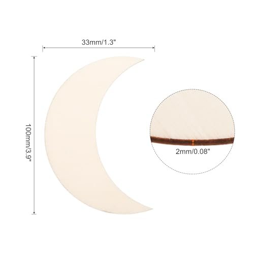 Unfinished Wood Moon Blank Wooden Cutouts Ornaments Natural Wood Pieces view 2