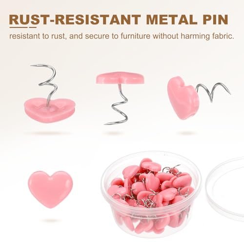 Upholstery Twist Pins Headliner Bed Pins Pink Heart, 0.63" x 0.55" view 4