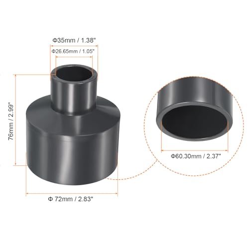 UPVC Reducer Pipe Fitting 2" x 3/4" Socket Schedule 80 view 2