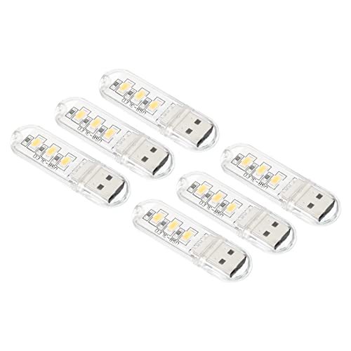 USB Night Light, 6 Pack Portable Plug-in Mini LED Lamp Stick 3 Beads — PATIKIL