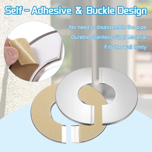 Wall Split Flange 2"(53mm), 6 Pcs Round Plumbing Wall Cover, Silver view 3