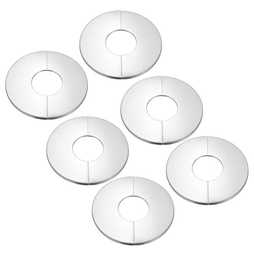 Wall Split Flange 2"(53mm), 6 Pcs Round Plumbing Wall Cover, Silver — PATIKIL