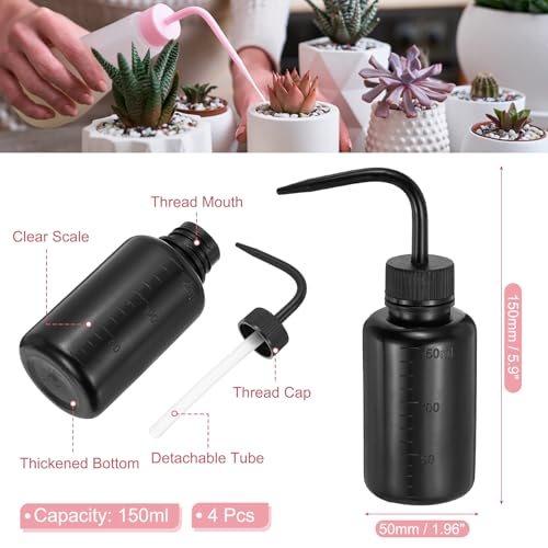 Wash Bottle, 150ml 5oz Plastic Succulent Watering Bottle Eyelash Tattoo view 2