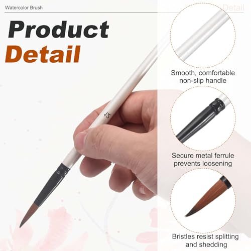 Watercolor Brush Paint Synthetic Squirrel Water Color Brushes, Size view 3