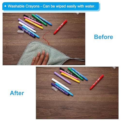 Watercolor Gel Crayon, 12Pcs Twist Coloring White Crayon, Rotating view 5