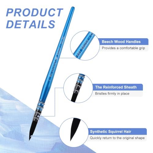 Watercolor Paint Brushes Soft Synthetic Squirrel 32mm/1.26" Size #4 view 3