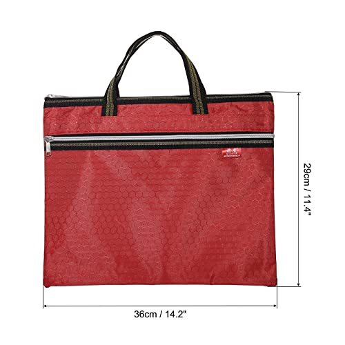 Waterproof Zipper File Bag, Documents Storage Zip Pouch, Red view 2