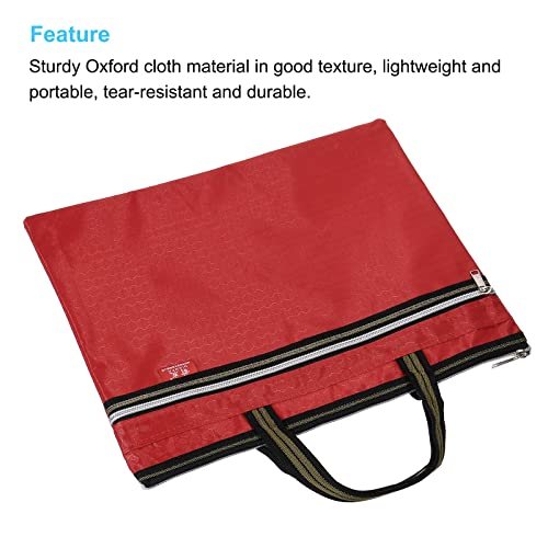 Waterproof Zipper File Bag, Documents Storage Zip Pouch, Red view 4