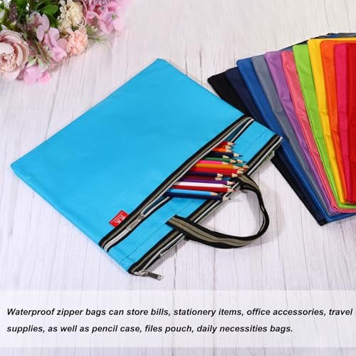 Waterproof Zipper File Bag, Documents Storage Zip Pouch, Red view 5