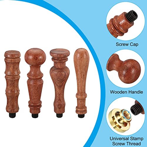 Wax Seal Stamp Handle Only 4 Pack Wooden Handle Replacement, Sealing view 3