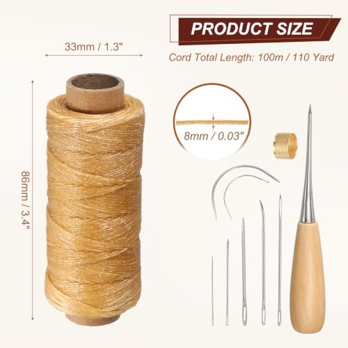 Waxed Thread Cord, 0.8mm 150D Leather Sewing Waxed Thread Cord Kit view 2