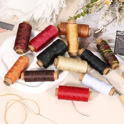 Waxed Thread Cord, 0.8mm 150D Leather Sewing Waxed Thread Cord Kit view 4