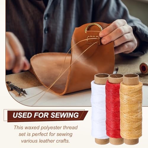 Waxed Thread Cord, 0.8mm 150D Leather Sewing Waxed Thread Cord Kit view 5