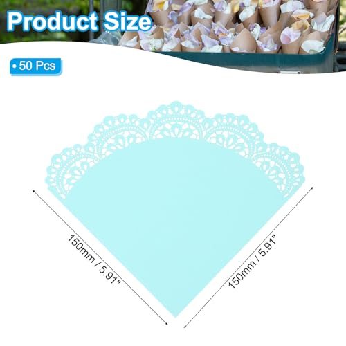 Wedding Confetti Cones, 50 Pcs Paper Tapers Hollow Print Lace Cone Bouquet view 2