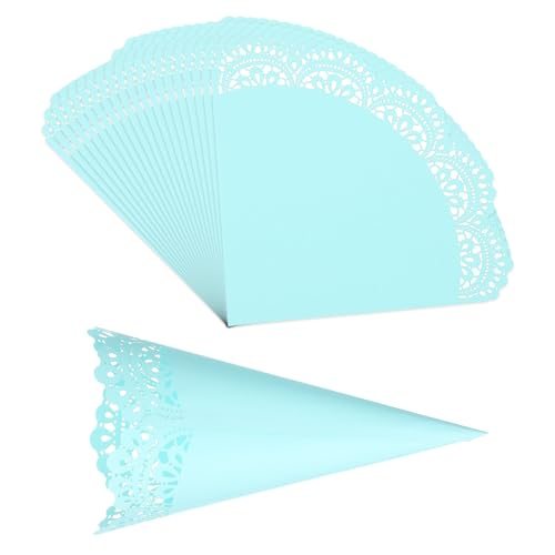 Wedding Confetti Cones, 50 Pcs Paper Tapers Hollow Print Lace Cone Bouquet — PATIKIL