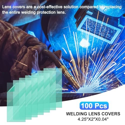 Welding Protection Lens 2x4.25 Inch, 100 Pack Transparent Welding Helmet view 3