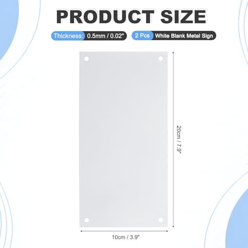 White Blank Metal Sign 7.9x3.9" Blank Aluminum Signs Write-On view 2