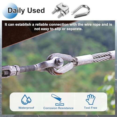 Wire Rope Cable Clip Clamp, Tube Thimble and Crimping Loop, Silver view 5