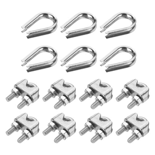 Wire Rope Cable Clip Clamp, Tube Thimble and Crimping Loop, Silver — PATIKIL