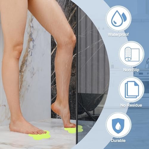with Scraper Bathroom Shower Floor Decals Flower Shape Cute Treads Tubs view 3