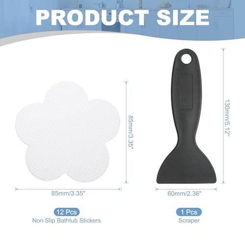 with Scraper Bathroom Shower Floor Decals Flower Shape Cute Treads Tubs view 2