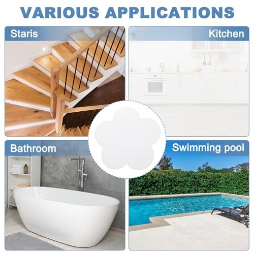 with Scraper Bathroom Shower Floor Decals Flower Shape Cute Treads Tubs view 5