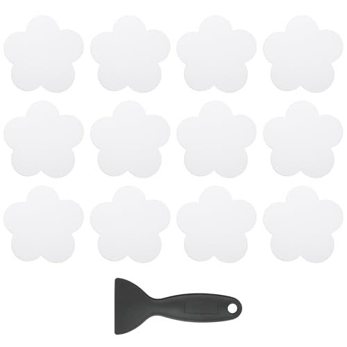 with Scraper Bathroom Shower Floor Decals Flower Shape Cute Treads Tubs — PATIKIL