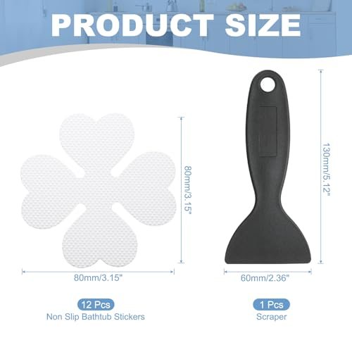 with Scraper Bathroom Shower Floor Decals Four Leaf Shape Cute Treads Tubs view 2