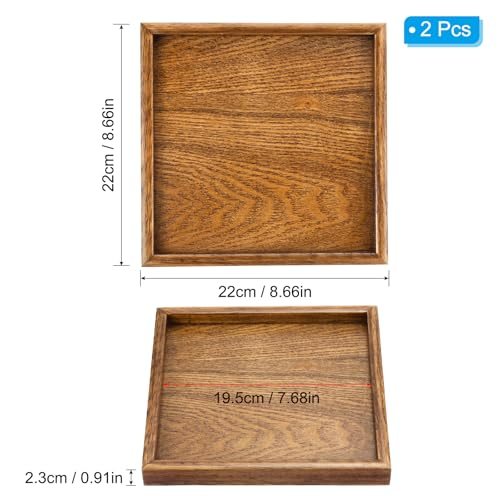 Wood Serving Tray 9 Inch, 2 Pack Square Decorative Platter view 2