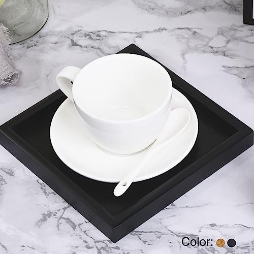 Wood Serving Tray 9 Inch, 2 Pack Square Decorative Platter view 4