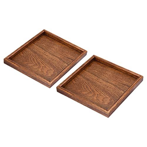 Wood Serving Tray 9 Inch, 2 Pack Square Decorative Platter — PATIKIL