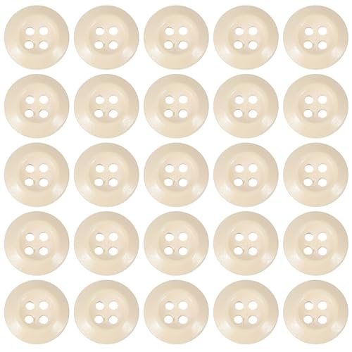 Wooden Buttons Wood Sewing Button 4 Holes 1/2" (13mm) 50pcs Beige, Round — PATIKIL