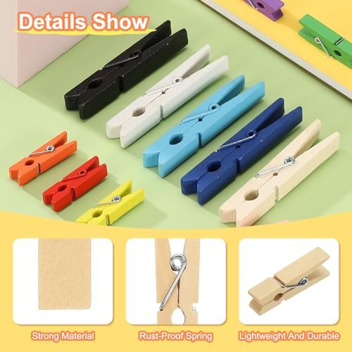 Wooden Colored Clothes Pins 1.4" Colorful Wooden Clothes Clips 50Pc, Mini view 3